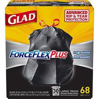 Glad Glad Large Drawstring Trash Bags - forceflexplus 30 Gallon Black Trash Bag - 68 Count, 68 Count