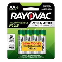 Rayovac Rechargeable AA Batteries, High Capacity Rechargeable Plus AA Batteries (4 Count)