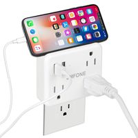 Cruise Power Strip, Non Surge Protector & Ship Approved, 3-Outlet Extender Wall Mount with 2 USB Outlets (2.4A Max), Widely Spaced Multi Plug Wall Tap USB Wall Charger for Travel