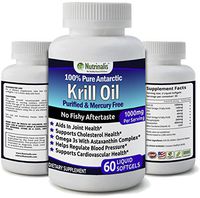 100% Pure Antarctic Krill Oil 1000mg per/Serving with EPA/DHA & Astaxanthin NO Fishy Aftertaste NO Mercury, 120 Softgels (60 Servings)