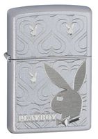 Zippo Playboy Bunny Hearts Satin Chrome Lighter