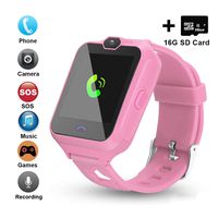[Updated 2019 Version] Smart Watch for Kids Include [16GB Micro SD Card] Watch Phone with [Camera] [Games] [Alarm] [SOS Touch Screen] Nice Gift for Girls and Boys (Pink）
