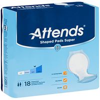 Attends Shaped Pads with Odor-Shield Technology for Adult Incontinence Care, Super, 24.5" Long, Unisex, 18 Count (Pack of 4)