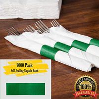 MM Foodservice Self Sealing Napkin Band, Pack of 2000 Self-Adhering Paper Napkin Band (Green)