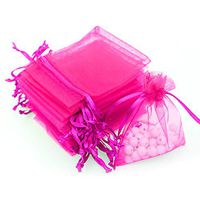 Akstore 100Pcs 2.8"x3.6"(7x9cm) Sheer Drawstring Organza Jewelry Pouches Wedding Party Christmas Favor Gift Bags (Rose)