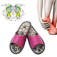 ADAHX Healthy Massager Foot Care Slippers,Pebble Stone Foot Massage Slippers Reflexology Feet Elderly Acupuncture Health Shoes Sandals,Pink,36/38（24.5CM）