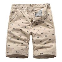 STORTO Mens Solid Printed Cotton Shorts Fashion Casual Workout Fit Summer Pockets Cargo Shorts Khaki
