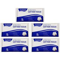 Extra Thick Facial Cotton Tissues, Wet and Dry Use, Soft Dry Wipes for Sensitive Skin, 10 Tissues per Pack (5 to Go Packs)