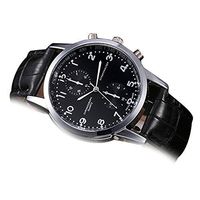 Fxbar, Men Watch New Unisex Leather Stainless Steel Bracelet Watches Minimalist Dress Watch(Black)
