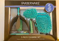 5-Piece Cleaning Set Include:Dust Pan w Brush, Floor Scrubber, Chenille Duster and Chenille Mitt