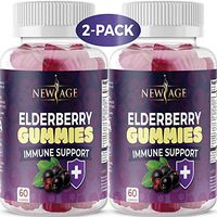 (2-Pack) Organic Elderberry Gummies by New Age for Adults Kids with Vitamin C, Zinc, Propolis - Sambucus Black Elderberry Gummy Extract - Gluten Free & Vegetarian - 120 Gummies 