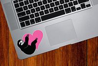 Sloth Hugging Heart - Vinyl Macbook Laptop Trackpad Decal Sticker YYDC (SM 2.75"w x 2"h) (COLOR CHOICES) (PINK)