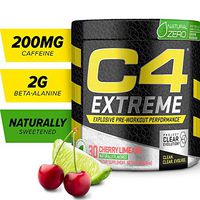 C4 Extreme Natural Zero Pre Workout Powder Cherry Limade | Natural Flavored Sugar Free Preworkout Energy Supplement for Men & Women | 200mg Caffeine + Beta Alanine + Creatine | 30 Servings