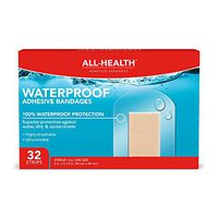 All Health Clear Waterproof Adhesive Bandages, Extra Large 2 in x 3 1/2 in, 32 Count | 100% Waterproof First Aid for Minor Cuts & Scrapes
