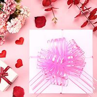 Pull Bow Large Organza Pull Bow Gift Wrapping Pull Bow with Ribbon for Wedding Gift Baskets, 6 Inches Diameter (Deep Pink, 12 Pieces)