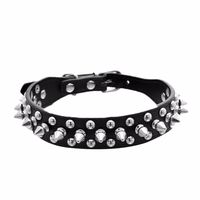 Axchongery Pet Collars, Adjustable Dog Rivet Spiked Studded Neck Strap Puppy Necklace (Black, 3XS = 2.5cm25cm)