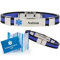"Autistic" Designer Medical Alert ID Bracelet. Choose Color!