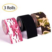 Kinesiology Tape Sport Tape,Water Resistant Kinetic Tape Uncut Mixed Athletic Tape 3 Rolls 2inch 16.5foot
