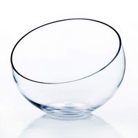 WGV Slant Cut Bowl Glass Vase, Width 11", Height 9.5", Clear Terrarium, Candy Dish, Fruit Jar, Floral Container for Wedding Party Event, Home Office Decor, 2 Pieces