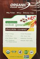 Organic Food Bar - Active Greens Probiotic Chocolate Covered Bars, USDA Organic Active Greens Bar with Superfood Blend with Powerful Antioxidants (Pack of 12)