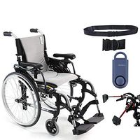 Karman S-Ergo 305 Ultra Lightweight Ergonomic Wheelchair | Upgraded to Elevating Legrests | Seat Size 18" X 17" | Frame Color Pearl Silver & Free 130 dB Matte Blue Safety Alarm! + Black Belt!