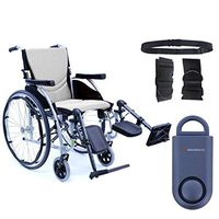 Karman S-Ergo 115 Ultra Lightweight Ergonomic Wheelchair | Seat Size 20" X 17" | Upgraded to Elevating Legrests | Quick Release Wheels in Silver & Free 130 dB Matte Blue Safety Alarm! + Black Belt!