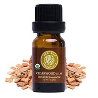 Organic Cedarwood Atlas Essential Oil, 100% Pure Non-GMO USDA Certified Organic Cedrus Atlantica - 10ml Undiluted | Skin Care, Respiratory Support