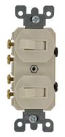 Leviton 5243 15 Amp, 120/277 Volt, Duplex Style Two 3-Way Combination Switch, Commercial Grade, Light Almond