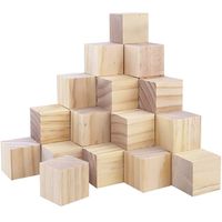 CEWOR 36Pcs 1.5" Natural Solid Wood Cubes Wood Square Blocks for Puzzle Making and Baby Shower
