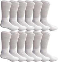 Yacht & Smith Men and Women Value Pack Of Ring spun Cotton Crew Diabetic, Nephropathy Socks (10-13, 12 Pairs White)