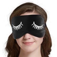 Yeuss Mask with Eyelashes,Extra Large 100% Light Block Natural Silk Sleeping Mask,Lightweight and Soft Eye Mask for Night,Nap,Travel,Flight,Adjustable Strap for Men,Women or Kids(Black)