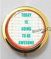 BlackKey Be Awesome Today Words 3-Compartment Decorative Pocket Gift Box Case Organizer for Pill, Color 2-480