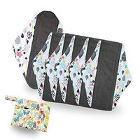 Bamboo Reusable Sanitary Pads by SPEQUIX | 6 Pack Washable Sanitary Napkins Cloth Menstrual Pads Large and Medium Size Suits w/ 1 Charcoal Absobancy Layer (Waterdrop)
