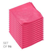 Super Soft Microfiber Cleaning Cloth - Set of 96 Pink Washcloths - 12 x 12 Inches - By Etienne Alair