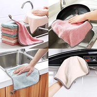 Erholi Home Kitchen Double Side Coral Fleece Dish Washing Cleaning Cloth Towel Rag Wipe Sponges