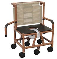 MJM International 118-LP-10-QT-C-CS Standard Shower Chair without Wheels with Commode Pail and Cushion Ring Seat, 300 oz Capacity, 40.5" Height x 22" Width x 25.25" Depth, Royal Blue/Forest Green/Mauve