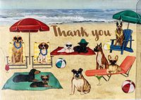 Nantucket Set of 8 Blank Thank You Note Cards, Cool Beach Dogs