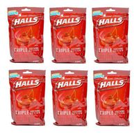 Halls Cherry Flavor of Triple Soothing Action Fast Relief Cough Suppressant - 6 Bags of 30 Cough Drops (Total 180) - Cos10