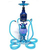 29.5 Inch 4 Hose Hookah Shisha Set, Pharaoh's Nysa Hookah with Handcrafted Glass Base And High Grade Stem with Diffuser, Premium Washable Silk Hose,A