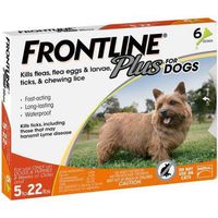 Frontline Plus for Dogs Small Dog (5-22 pounds) Flea and Tick Treatment, 6 Doses