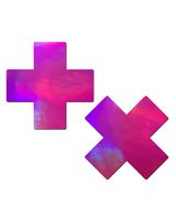 Pastease Pink Hologram Cross Rave Pasties (Set of 2 Pasties)