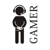 Gamer with Controller Wall Decal, Game Boy Decal Wall Sticker, Vinyl Art Design Sticker Wall for Home, Playroom Bedroom Decoration Wallpaper (23.6" x 15.8")