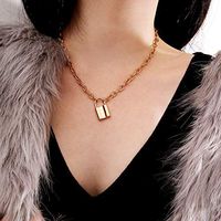 Artmiss Lock Pendant Y Necklace Simple Necklaces Cute Long Chain Fashion Jewelry Women Girls Gift for Her