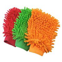 C-Pioneer 3pcs Microfiber Chenille Car Vehicle Care Washing Gloves Sponge Pad Cleaning Tool