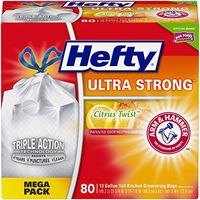 Hefty Ultra Strong Tall Kitchen Trash Bags, Citrus Twist, 13 Gallon, (80 Count (4 Pack)