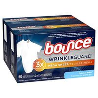 Bounce WrinkleGuard Mega Dryer Sheets, Fabric Softener and Wrinkle Releaser Sheets, Outdoor Fresh Scent, 120 Count (Pack of 2, 60 Count Each)