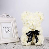 Lovely Bear Dolls Foam Gift Romantic Love Artificial Rose Bear Wedding Decor Toy Girlfriend Simulated Valentine's Day Bear (Beige)