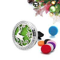 Car Air Conditioner Outlet Perfume Clip Diffuser Locket Vent Clip Christmas Milu Deer Locket Essential Oil Aromatherapy Fragrance Locket Around Czech Drilling with 7 Washable Refill Pads