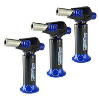 Turbo Blue Magnum Jet Flame Refillable Torch Lighter - Powerful Windproof Flame (3-Pack)