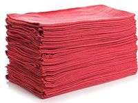 EverydayEssentials Shop Rags - 12" x 14" Prewashed and Reusable (Red, 25)